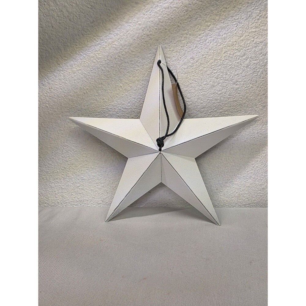 Rustic White Metal Barn Star Distressed Hanging Wall Decor Farmhouse Ornament